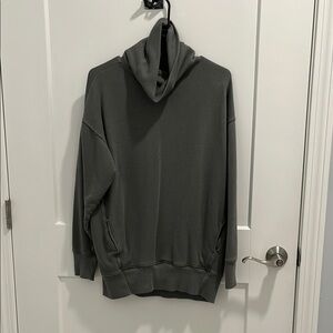aerie Dark Green Turtleneck Sweater with Oversized Fit Pockets and Long Sleeves